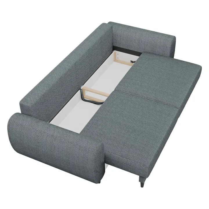 Divano letto matrimoniale 3 posti 251x95cm tessuto grigio scuro Pluffy