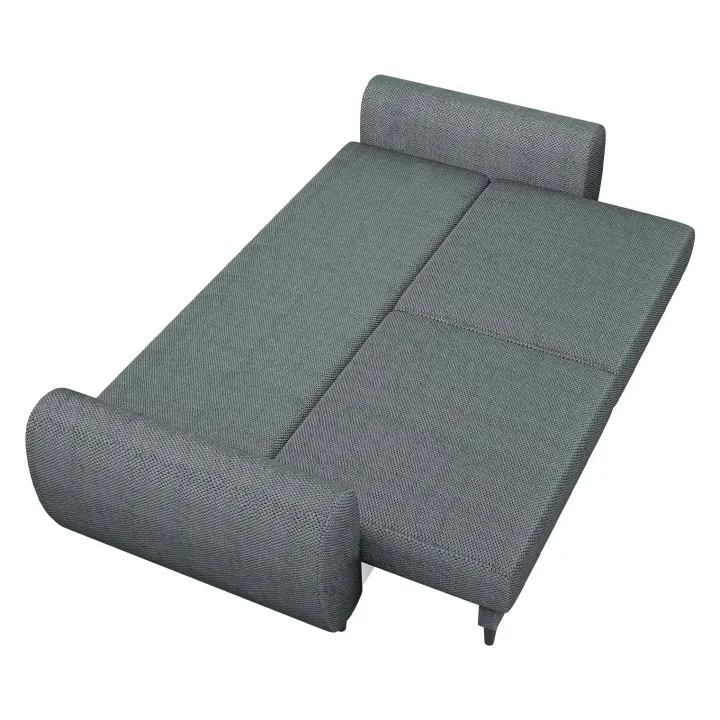 Divano letto matrimoniale 3 posti 251x95cm tessuto grigio scuro Pluffy