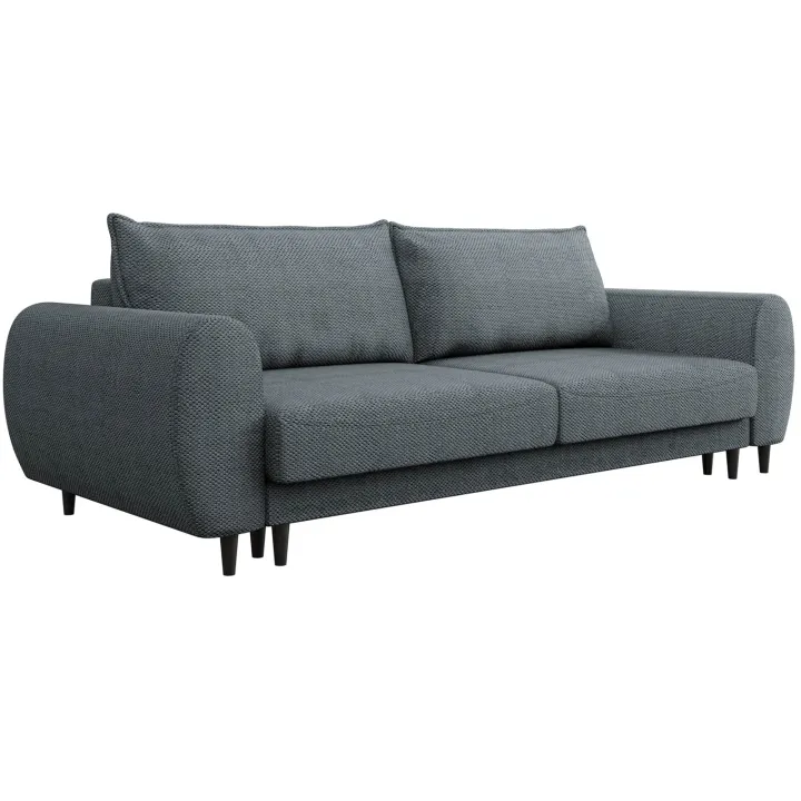 Divano letto matrimoniale 3 posti 251x95cm tessuto grigio scuro Pluffy