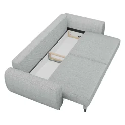 Divano letto matrimoniale 3 posti 251x95cm tessuto grigio Pluffy