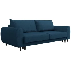 Divano letto matrimoniale 3 posti 251x95cm tessuto blu Pluffy