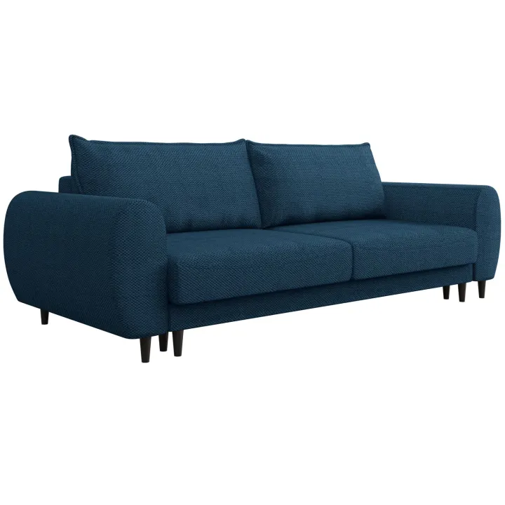Divano letto matrimoniale 3 posti 251x95cm tessuto blu Pluffy