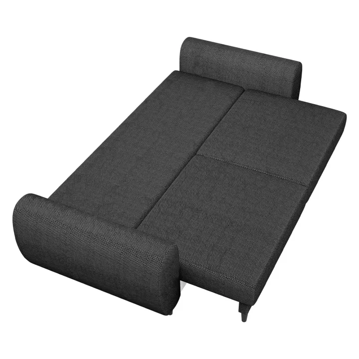 Divano letto matrimoniale 3 posti 251x95cm tessuto grigio antracite Pluffy