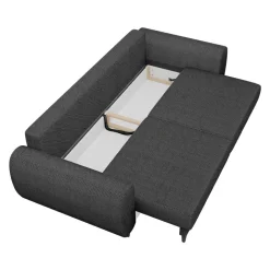 Divano letto matrimoniale 3 posti 251x95cm tessuto grigio antracite Pluffy
