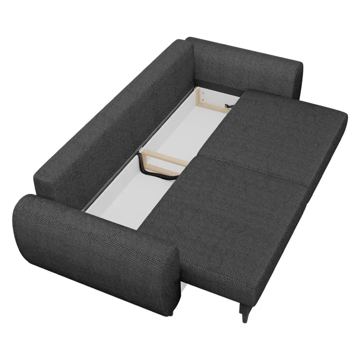 Divano letto matrimoniale 3 posti 251x95cm tessuto grigio antracite Pluffy