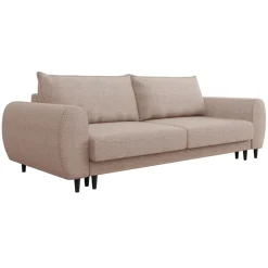 Divano letto matrimoniale 3 posti 251x95cm tessuto rosa Pluffy