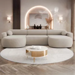 Divano letto panoramico 5 posti 354x150 cm beige cashmere Noum