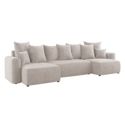 Divano letto panoramico 312x142cm velluto a coste beige Scintilla