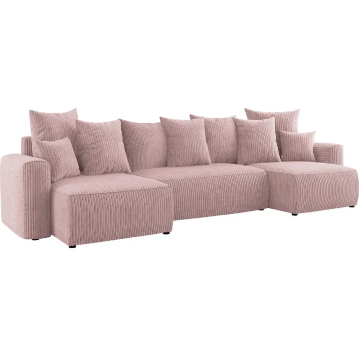 Divano letto panoramico 312x142cm velluto a coste rosa antico Scintilla