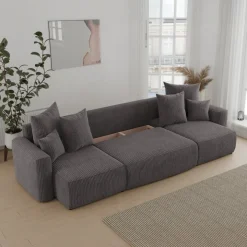 Divano letto panoramico 312x142cm velluto a coste antracite Scintilla