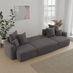 Divano letto panoramico 312x142cm velluto a coste antracite Scintilla