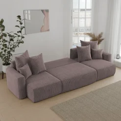 Divano letto panoramico 312x142cm velluto a coste marrone Scintilla