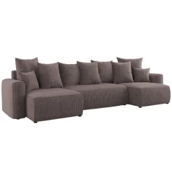 Divano letto panoramico 312x142cm velluto a coste marrone Scintilla