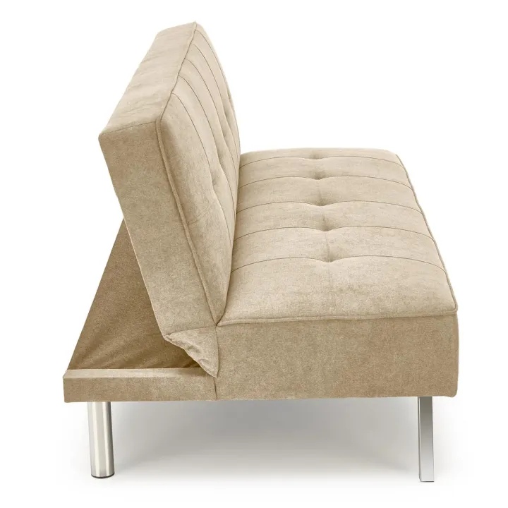Divano letto pieghevole 173x83cm 3 posti moderno in tessuto beige Veliero