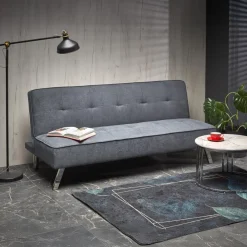 Divano letto pieghevole 173x83cm 3 posti moderno in tessuto grigio Veliero