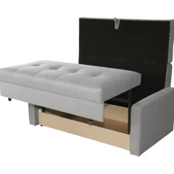 Divano letto 2 posti 133cm imbottito in tessuto grigio Isidore