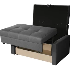 Divano letto 2 posti 133cm imbottito in tessuto antracite Isidore