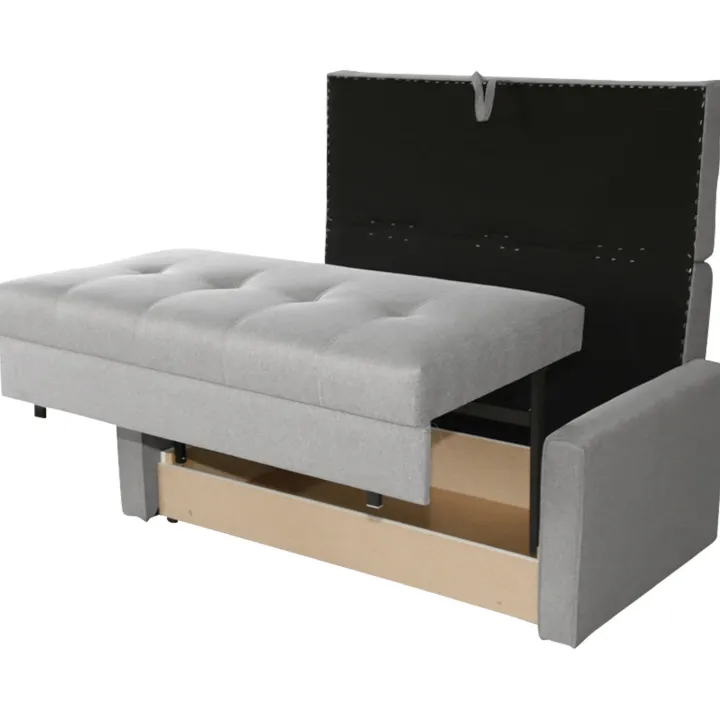 Divano letto 3 posti 153cm imbottito in tessuto grigio Isidore