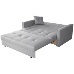 Divano letto 3 posti 153cm imbottito in tessuto grigio Isidore