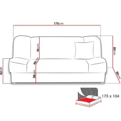 Divano letto 2 posti 182cm pieghevole senza braccioli grigio scuro Rollo