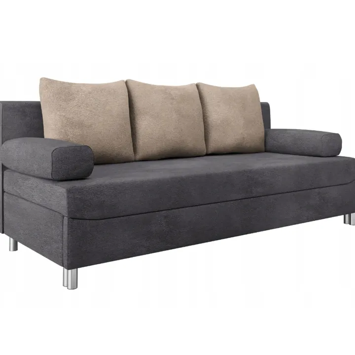 Divano letto 3 posti 192cm pieghevole matrimoniale grigio beige Titus