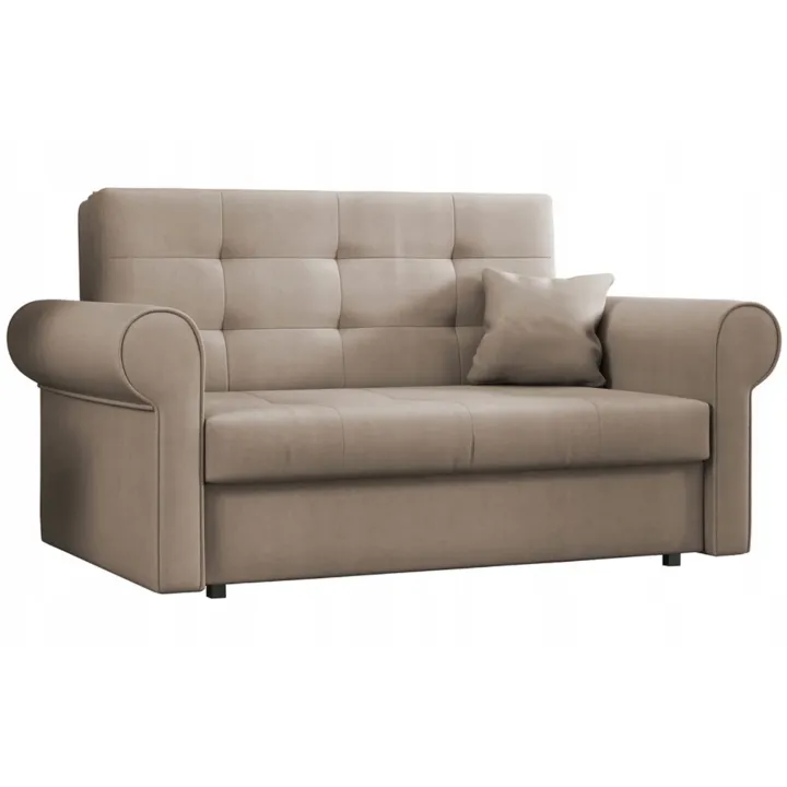 Divano letto 2 posti imbottito in tessuto matrimoniale 148cm beige Jamar