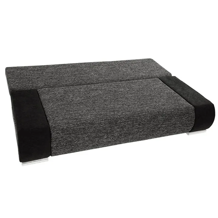 Divano letto 3 posti imbottito 200cm nero grigio scuro Barney