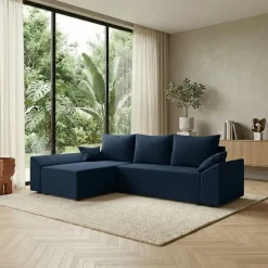 Divano letto 3 posti reversibile 240x140cm matrimoniale angolare blu Appia