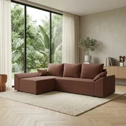 Divano letto 3 posti reversibile 240x140cm matrimoniale angolare rosa Appia