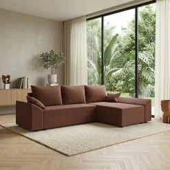 Divano letto 3 posti reversibile 240x140cm matrimoniale angolare rosa Appia