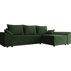 Divano letto 3 posti reversibile 240x140cm matrimoniale angolare velluto a coste verde Appia