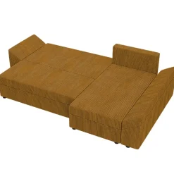 Divano letto 3 posti reversibile 240x140cm matrimoniale angolare velluto a coste senape ocra Appia