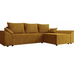 Divano letto 3 posti reversibile 240x140cm matrimoniale angolare velluto a coste senape ocra Appia