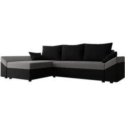 Divano letto 3 posti reversibile 240x140cm matrimoniale angolare nero grigio Appia