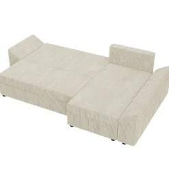 Divano letto 3 posti reversibile 240x140cm matrimoniale angolare velluto a coste beige Appia