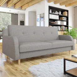 Divano letto 2 posti 216x87cm con box contenitore grigio Nebbia