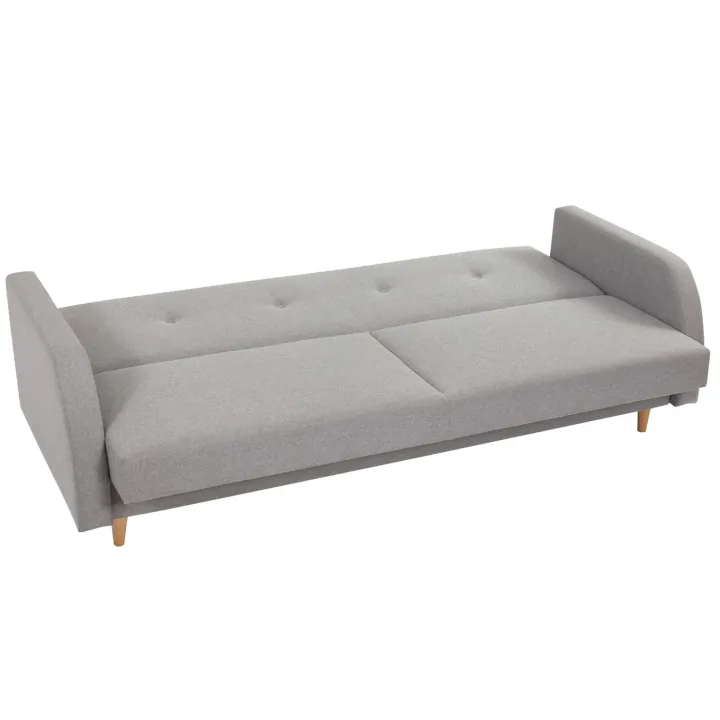 Divano letto 2 posti 216x87cm con box contenitore grigio Nebbia