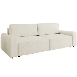 Divano letto 3 posti 240x95 cm con box contenitore a trama sottile beige Olivon