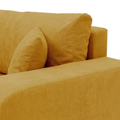 Divano letto 3 posti 248x90cm con contenitore in tessuto velo giallo senape Floty