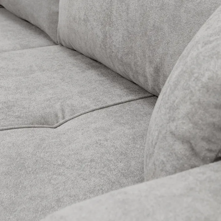 Divano letto 3 posti 248x90cm con contenitore in tessuto velo grigio chiaro Floty