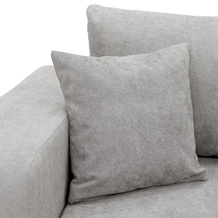Divano letto 3 posti 248x90cm con contenitore in tessuto velo grigio chiaro Floty