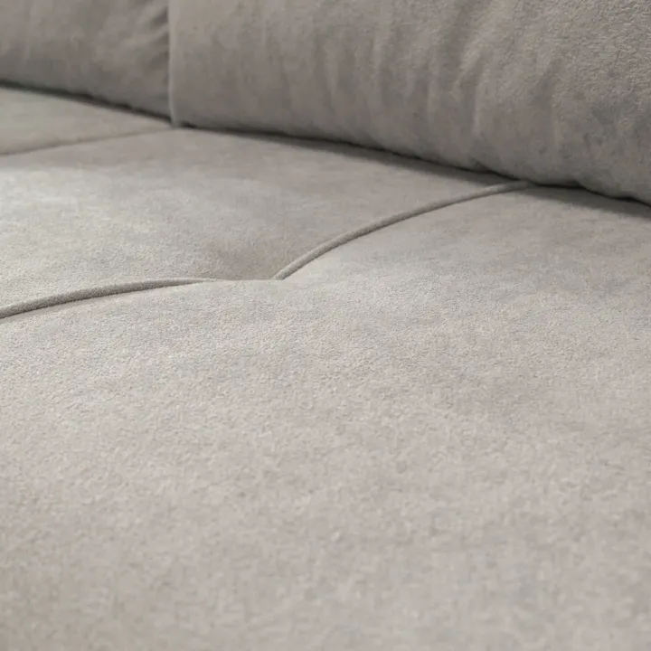 Divano letto 3 posti 248x90cm con contenitore in tessuto velo grigio chiaro Floty