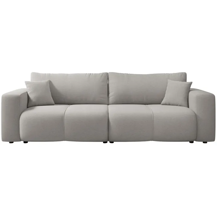 Divano letto 3 posti 248x90cm con contenitore in tessuto velo grigio chiaro Floty