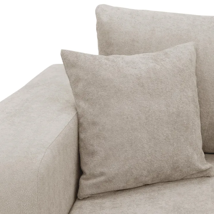 Divano letto 3 posti 248x90cm con contenitore in tessuto velo beige Floty