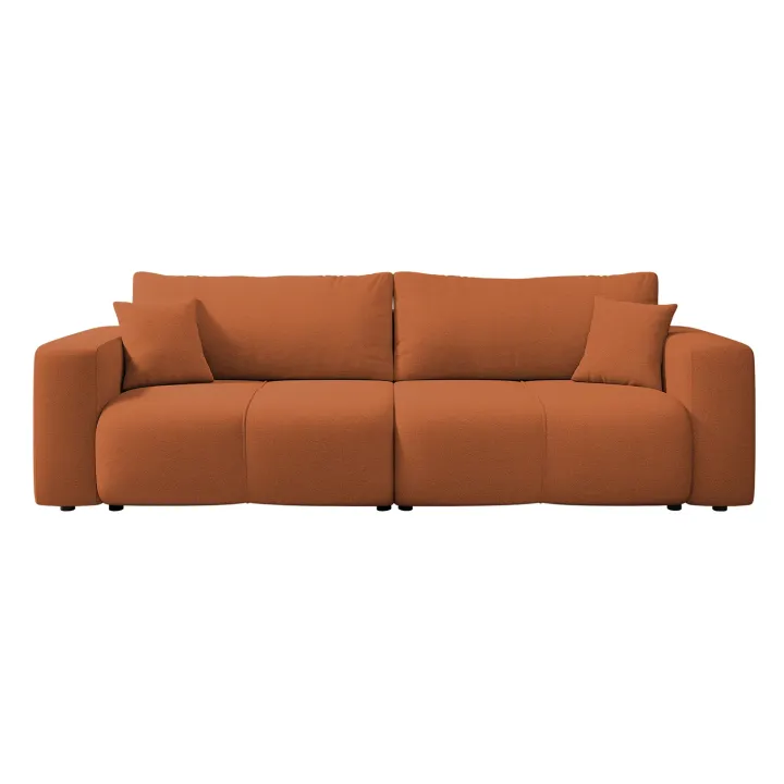 Divano letto 3 posti 248x90cm con contenitore in tessuto velo rosso mattone Floty
