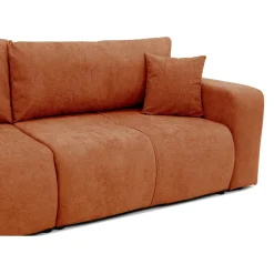 Divano letto 3 posti 248x90cm con contenitore in tessuto velo rosso mattone Floty