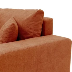 Divano letto 3 posti 248x90cm con contenitore in tessuto velo rosso mattone Floty