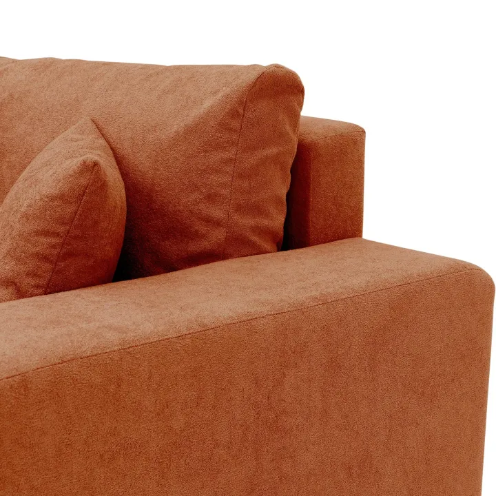 Divano letto 3 posti 248x90cm con contenitore in tessuto velo rosso mattone Floty