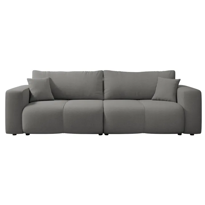 Divano letto 3 posti 248x90cm con contenitore in tessuto velo grigio scuro Floty