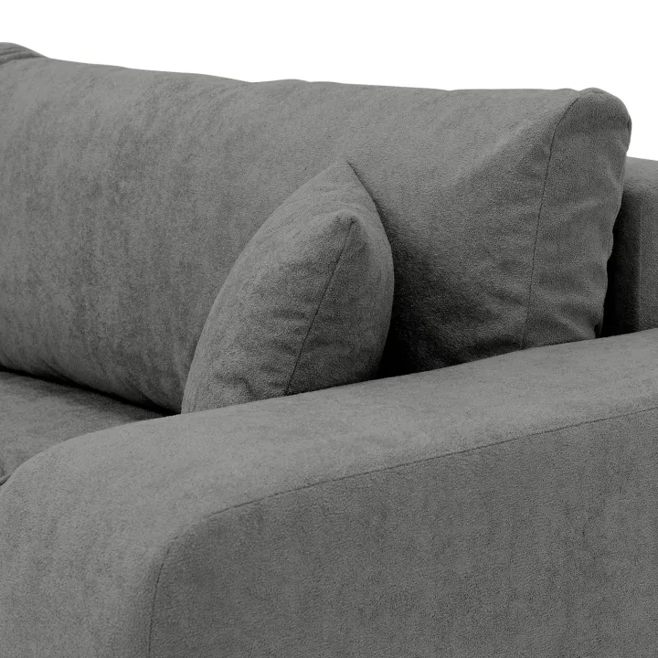 Divano letto 3 posti 248x90cm con contenitore in tessuto velo grigio scuro Floty